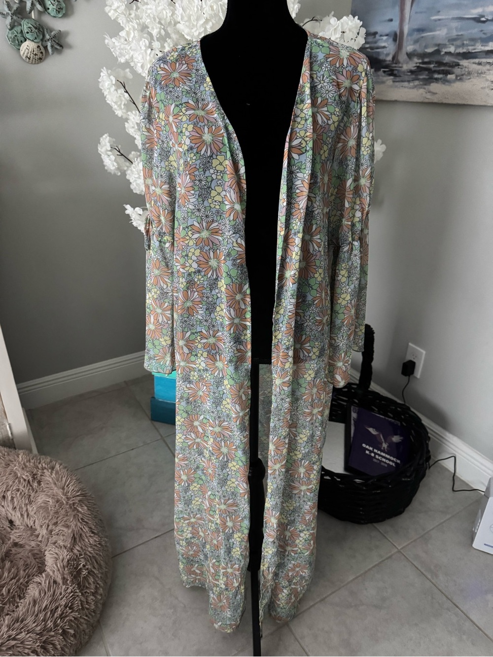 Peach Love California Pastel Floral Sheer Kimono